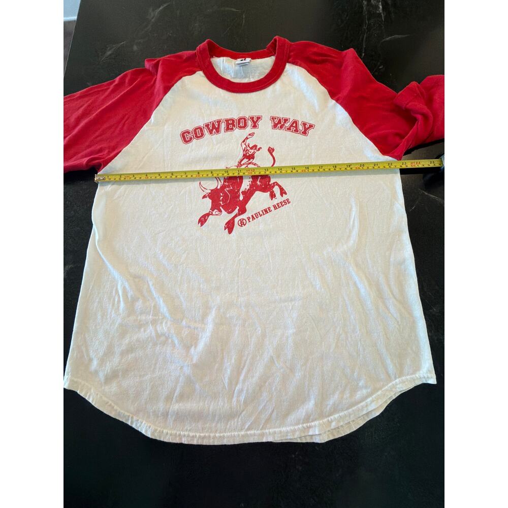 Badger Sport Cowboy Way Autographed Pauline Reese Baseball Tee Men’s L - Picture 8 of 9